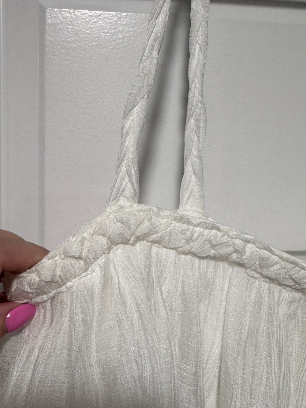 Lena White Tiered Spaghetti-Strap Mini Dress with Ruffled Layers - Picture 3 of 10